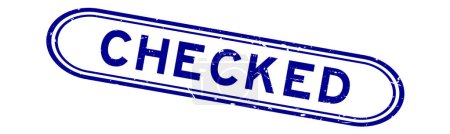 Ilustración de Grunge azul palabra comprobada sello de goma sobre fondo blanco - Imagen libre de derechos