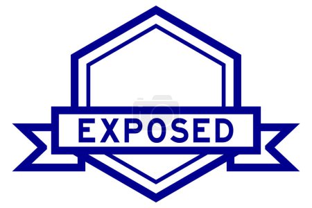 Ilustración de Banner de etiqueta de hexágono de color azul vintage con palabra expuesta sobre fondo blanco - Imagen libre de derechos