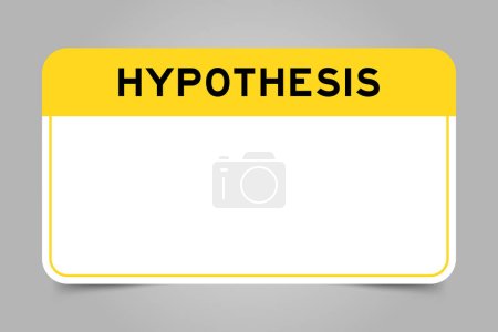 Banner de etiqueta que tiene encabezado amarillo con hipótesis de palabra y espacio de copia en blanco, sobre fondo gris