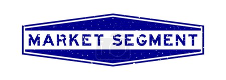 Illustration for Grunge blue market segment word hexagon rubber seal stamp on white background - Royalty Free Image