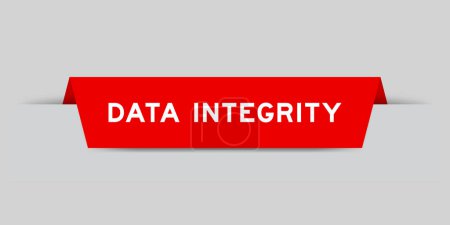 Ilustración de Etiqueta de color rojo insertada con integridad de datos de palabras sobre fondo gris - Imagen libre de derechos
