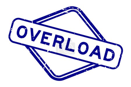 Illustration for Grunge blue overload word rubber seal stamp on white background - Royalty Free Image