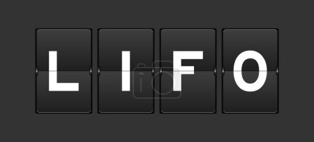 Téléchargez les illustrations : Flip board analogique couleur noire avec mot LIFO (abréviation du dernier entré premier sorti) sur fond gris - en licence libre de droit
