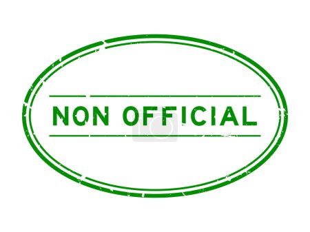 Téléchargez les illustrations : Grunge vert non officiel mot caoutchouc ovale cachet sur fond blanc - en licence libre de droit