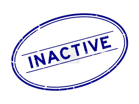 Téléchargez les illustrations : Grunge mot inactif bleu timbre de joint en caoutchouc ovale sur fond blanc - en licence libre de droit