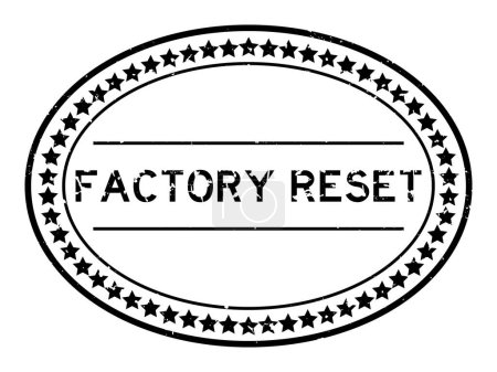 Téléchargez les illustrations : Grunge noir usine réinitialiser mot caoutchouc ovale sceau timbre sur fond blanc - en licence libre de droit