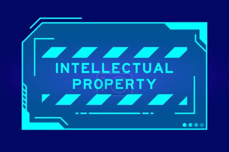 Illustration for Futuristic hud banner that have word intellectual property on user interface screen on blue background - Royalty Free Image