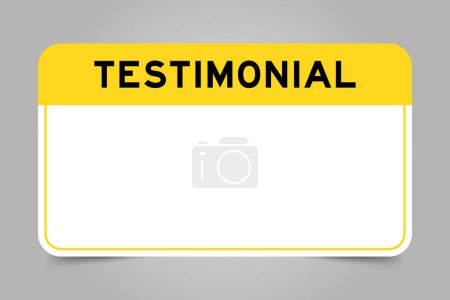 Illustration for Label banner that have yellow headline with word testimonial and white copy space, on gray background - Royalty Free Image