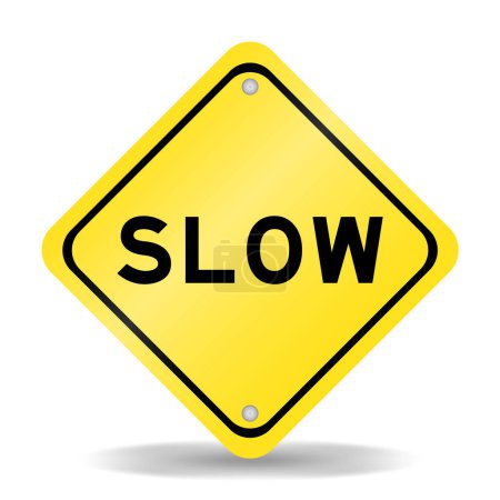 Ilustración de Signo de transporte de color amarillo con palabra lenta sobre fondo blanco - Imagen libre de derechos