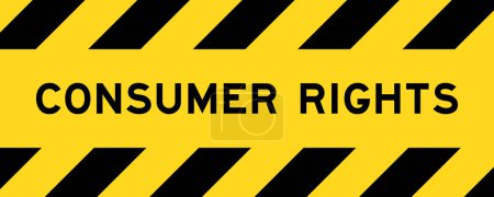 Illustration for Yellow and black color with line striped label banner with word consumer rights - Royalty Free Image