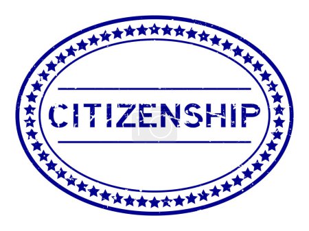 Grunge blue citizenship word oval rubber seal stamp auf weißem Hintergrund