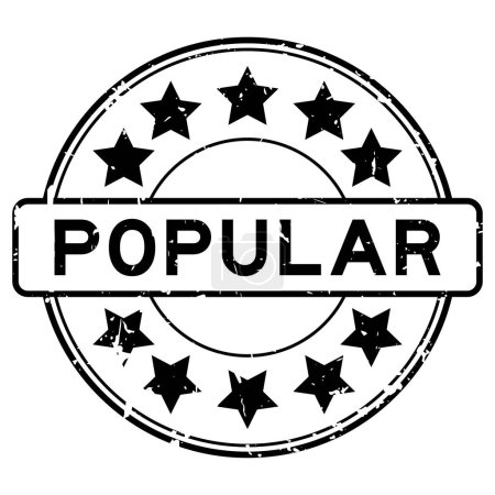 Téléchargez les illustrations : Grunge mot populaire noir avec icône étoile rond tampon de joint en caoutchouc sur fond blanc - en licence libre de droit