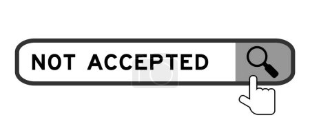 Illustration for Search banner in word not accepted with hand over magnifier icon on white background - Royalty Free Image