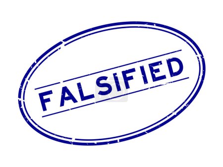 Illustration for Grunge blue falsified word oval rubber seal stamp on white background - Royalty Free Image