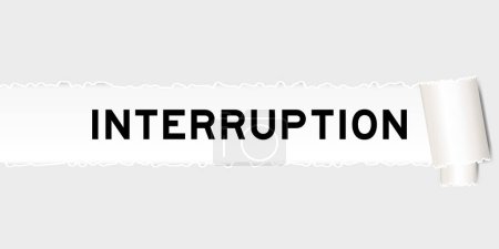 Illustration for Ripped gray paper background that have word interruption under torn part - Royalty Free Image