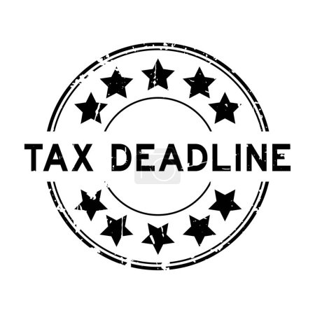 Ilustración de Grunge black tax deadline word round rubber seal stamp on white background - Imagen libre de derechos