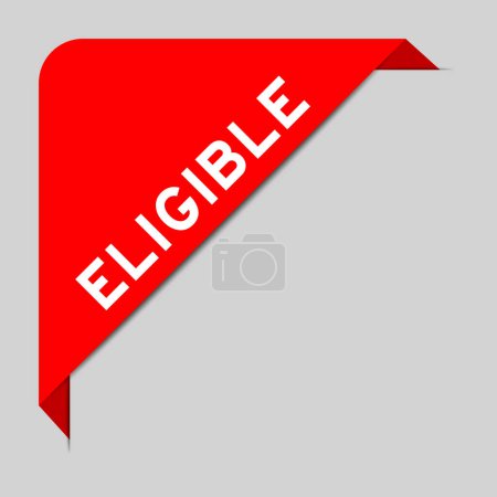 Ilustración de Color rojo del banner de etiqueta de esquina con palabra elegible en fondo gris - Imagen libre de derechos