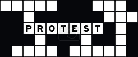 Ilustración de Alfabeto letra en la palabra protesta en el fondo del crucigrama - Imagen libre de derechos