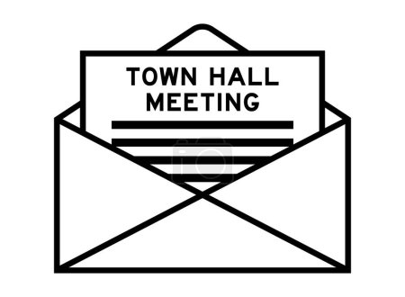 Envelope and letter sign with word town hall meeting as the headline