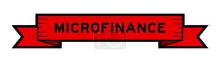 Téléchargez les illustrations : Bannière d'étiquette de ruban avec microfinance mot en couleur rouge sur fond blanc - en licence libre de droit