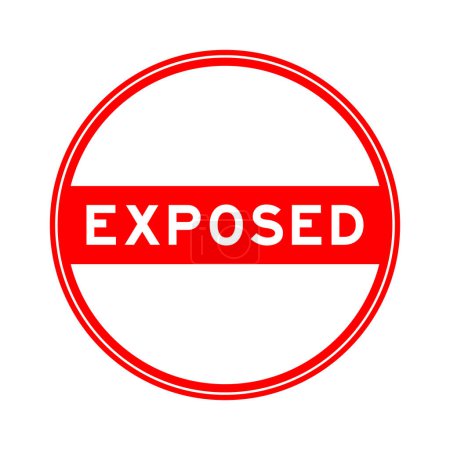 Ilustración de Etiqueta engomada de sello redondo de color rojo en palabra expuesta sobre fondo blanco - Imagen libre de derechos