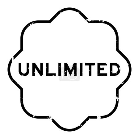 Téléchargez les illustrations : Grunge black unlimited word rubber seal stamp on white background - en licence libre de droit