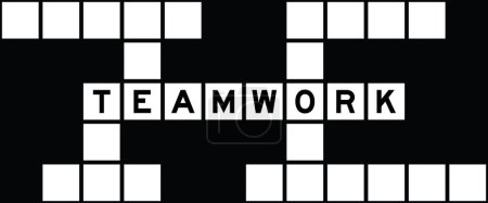 Illustration for Alphabet letter in word teamwork on crossword puzzle background - Royalty Free Image