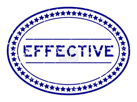 Téléchargez les illustrations : Grunge bleu mot efficace timbre de joint en caoutchouc ovale sur fond blanc - en licence libre de droit