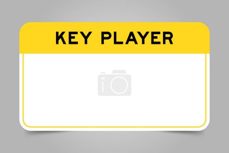 Illustration for Label banner that have yellow headline with word key player and white copy space, on gray background - Royalty Free Image