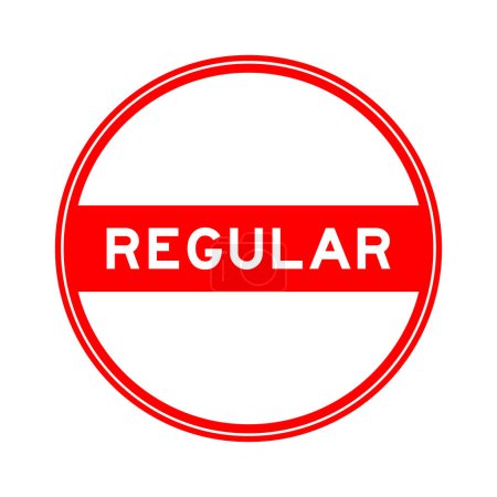 Téléchargez les illustrations : Autocollant de sceau rond de couleur rouge dans le mot régulier sur fond blanc - en licence libre de droit