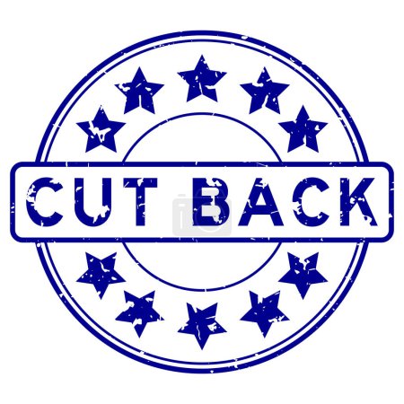 Illustration for Grunge blue cut back word with star icon round rubber seal stamp on white background - Royalty Free Image