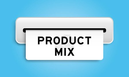 Ilustración de Banner de cupón blanco con mezcla de productos de palabra de la máquina sobre fondo de color azul - Imagen libre de derechos