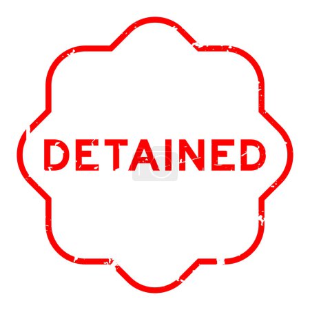 Illustration for Grunge red word detained rubber seal stamp on wthie background - Royalty Free Image