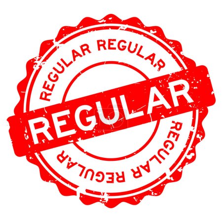 Téléchargez les illustrations : Grunge mot régulier rouge rond tampon de joint en caoutchouc sur fond blanc - en licence libre de droit