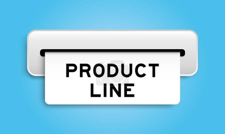 Ilustración de Banner de cupón blanco con la línea de productos de la palabra de la máquina sobre fondo de color azul - Imagen libre de derechos