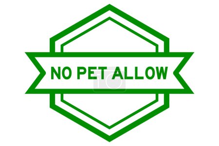 Illustration for Vintage green color hexagon label banner with word no pet allow on white background - Royalty Free Image
