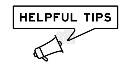 Illustration for Megaphone icon with speech bubble in word helpful tips on white background - Royalty Free Image
