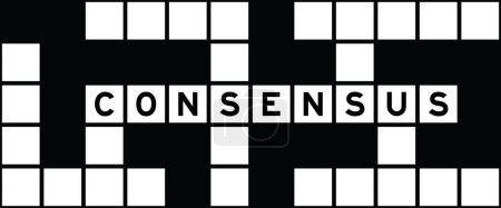 Illustration for Alphabet letter in word consensus on crossword puzzle background - Royalty Free Image
