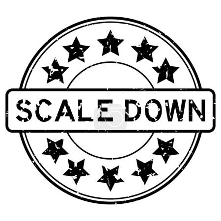 Illustration for Grunge black scale down word  with star icon round rubber seal stamp on white background - Royalty Free Image
