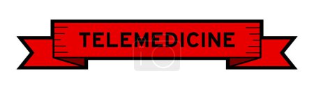 Ilustración de Banner de etiqueta de cinta con telemedicina de palabra en color rojo sobre fondo blanco - Imagen libre de derechos