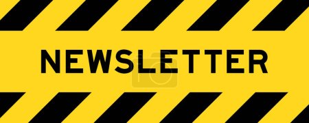 Yellow and black color with line striped label banner with word newsletter