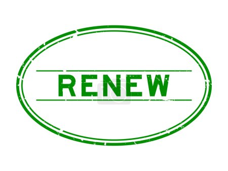 Illustration for Grunge green renew word rubber seal stamp on white background - Royalty Free Image