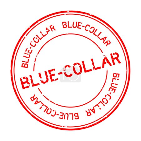 Illustration for Grunge red blue-collar word round rubber seal stamp on white background - Royalty Free Image