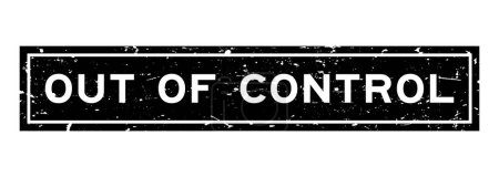 Ilustración de Grunge negro fuera de control sello de sello de goma cuadrada palabra sobre fondo blanco - Imagen libre de derechos