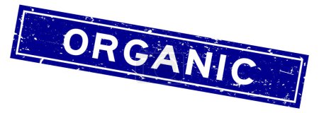 Téléchargez les illustrations : Grunge bleu mot organique carré cachet en caoutchouc sur fond blanc - en licence libre de droit