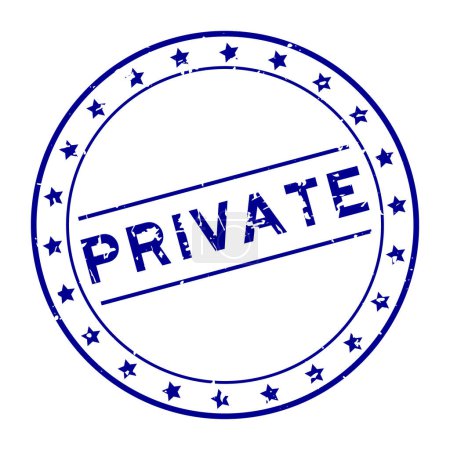 Ilustración de Grunge palabra privada azul sello de goma redonda sobre fondo blanco - Imagen libre de derechos