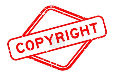 Ilustración de Grunge red copyright word rubber seal stamp on white background - Imagen libre de derechos