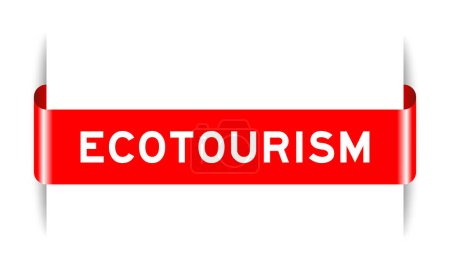 Illustration for Red color inserted label banner with word ecotourism on white background - Royalty Free Image