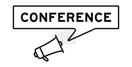 Ilustración de Icono de megáfono con burbuja de voz en conferencia de palabras sobre fondo blanco - Imagen libre de derechos