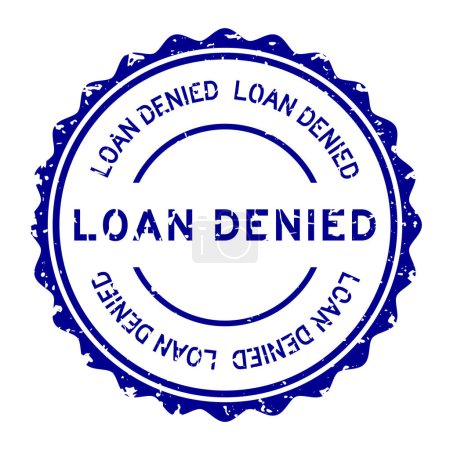 Illustration for Grunge blue loan denied word round rubber seal stamp on white background - Royalty Free Image